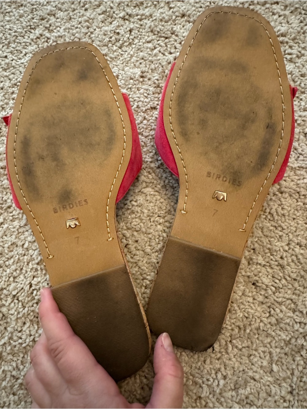 Birdies Pink Suede Slide Sandals - Picture 4 of 5